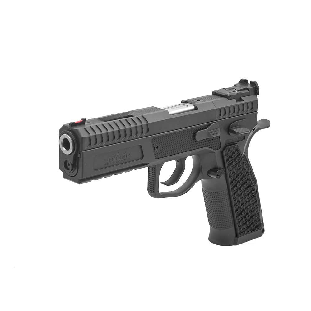 Phoenix Drake Production, Paremakäeline, Must, DA/SA, Eesmärk-Sihik Punane Kiudoptiline, OR LPA, 9 x 19 mm, ALU Grip DR