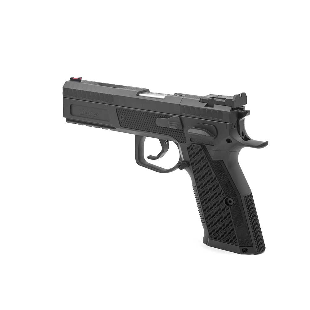 Phoenix Drake Production, Paremakäeline, Must, DA/SA, Eesmärk-Sihik Punane Kiudoptiline, OR LPA, 9 x 19 mm, ALU Grip DR