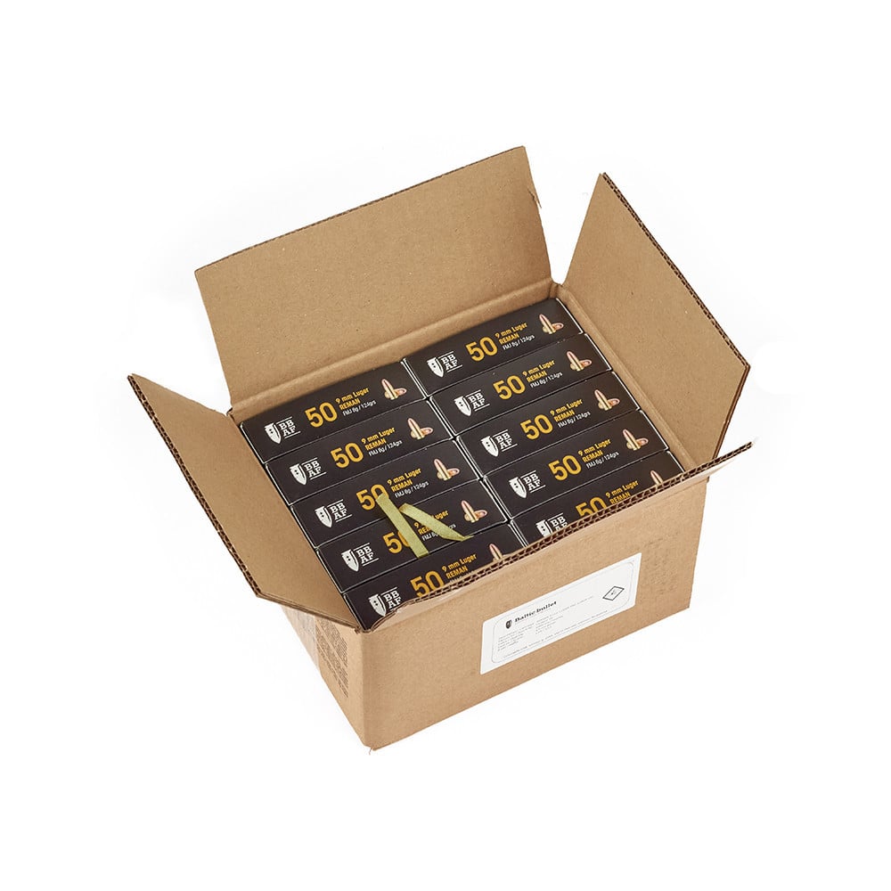 BalticBullet Ammunition 9×19 Minor Luger FMJ 124gr – 1000pcs. per box