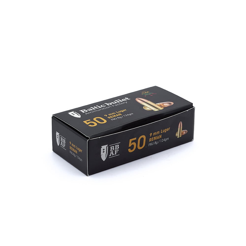 BalticBullet Ammunition 9×19 Minor Luger FMJ 124gr – 1000pcs. per box