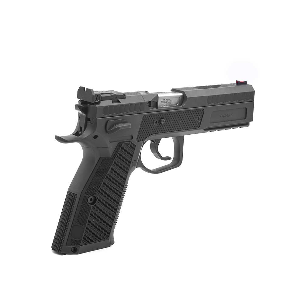 Phoenix Drake Production, Paremakäeline, Must, DA/SA, Eesmärk-Sihik Punane Kiudoptiline, OR LPA, 9 x 19 mm, ALU Grip DR