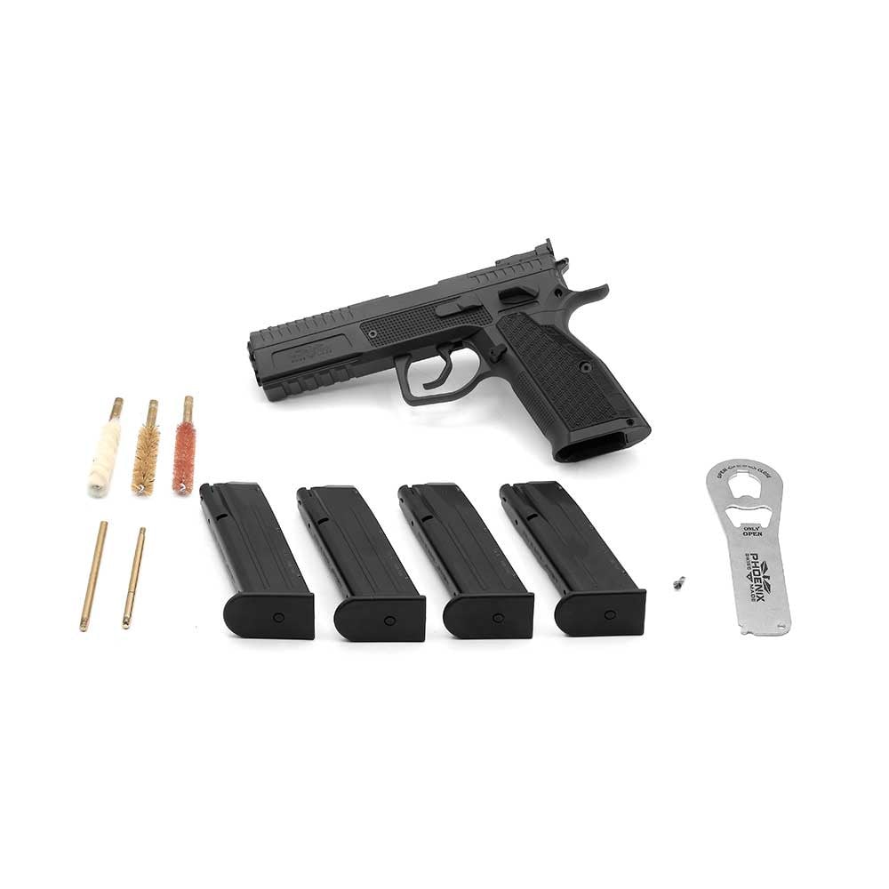 Phoenix Drake Production, Paremakäeline, Must, DA/SA, Eesmärk-Sihik Punane Kiudoptiline, OR LPA, 9 x 19 mm, ALU Grip DR