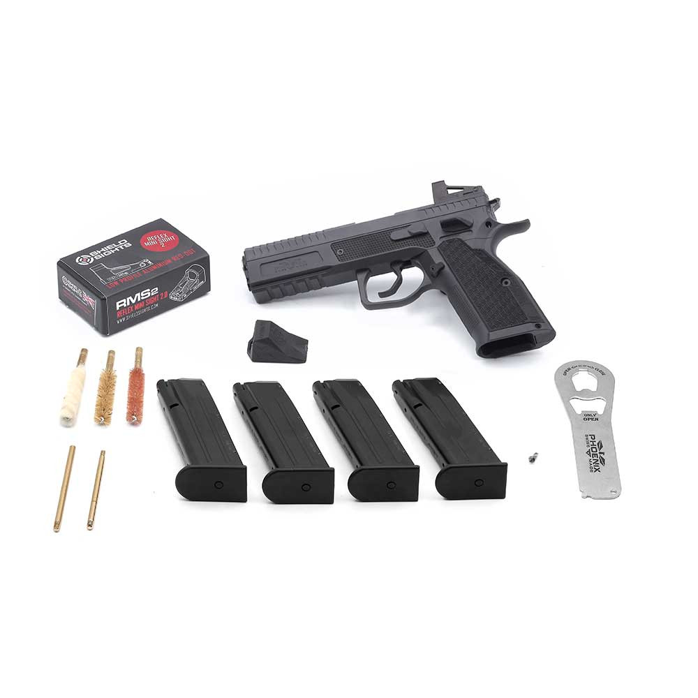 Phoenix Drake Production, Paremakäeline, Must, DA/SA, Must Sihtmärgi Eesmine Sihik, Shield RMS, 9 x 19 mm, ALU Grip DR versioon
